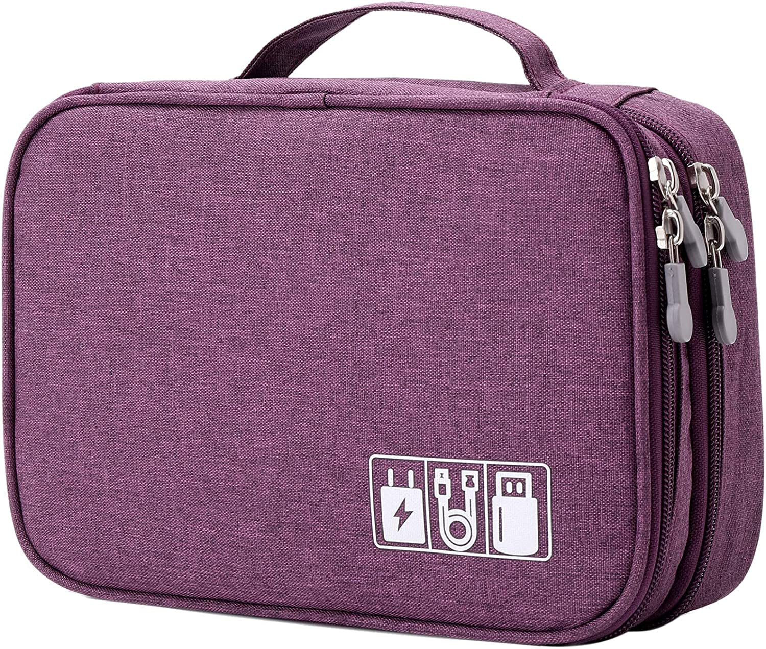 Travel Cord Cable Organizer Portable Electronics Accessories Carrying Bag Storage Case, Purple