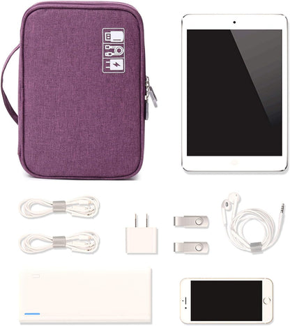 Travel Cord Cable Organizer Portable Electronics Accessories Carrying Bag Storage Case, Purple